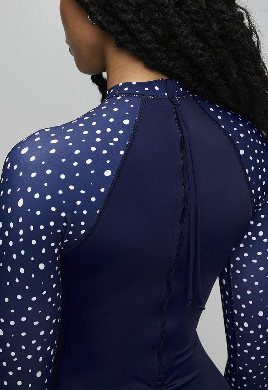 Lizzy - Ladies long sleeve full body rashie - navy whale shark
