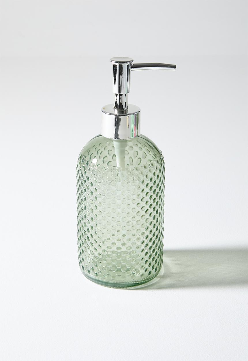 Bathroom Solutions - 3pc glass embossed bath acc set dots - green
