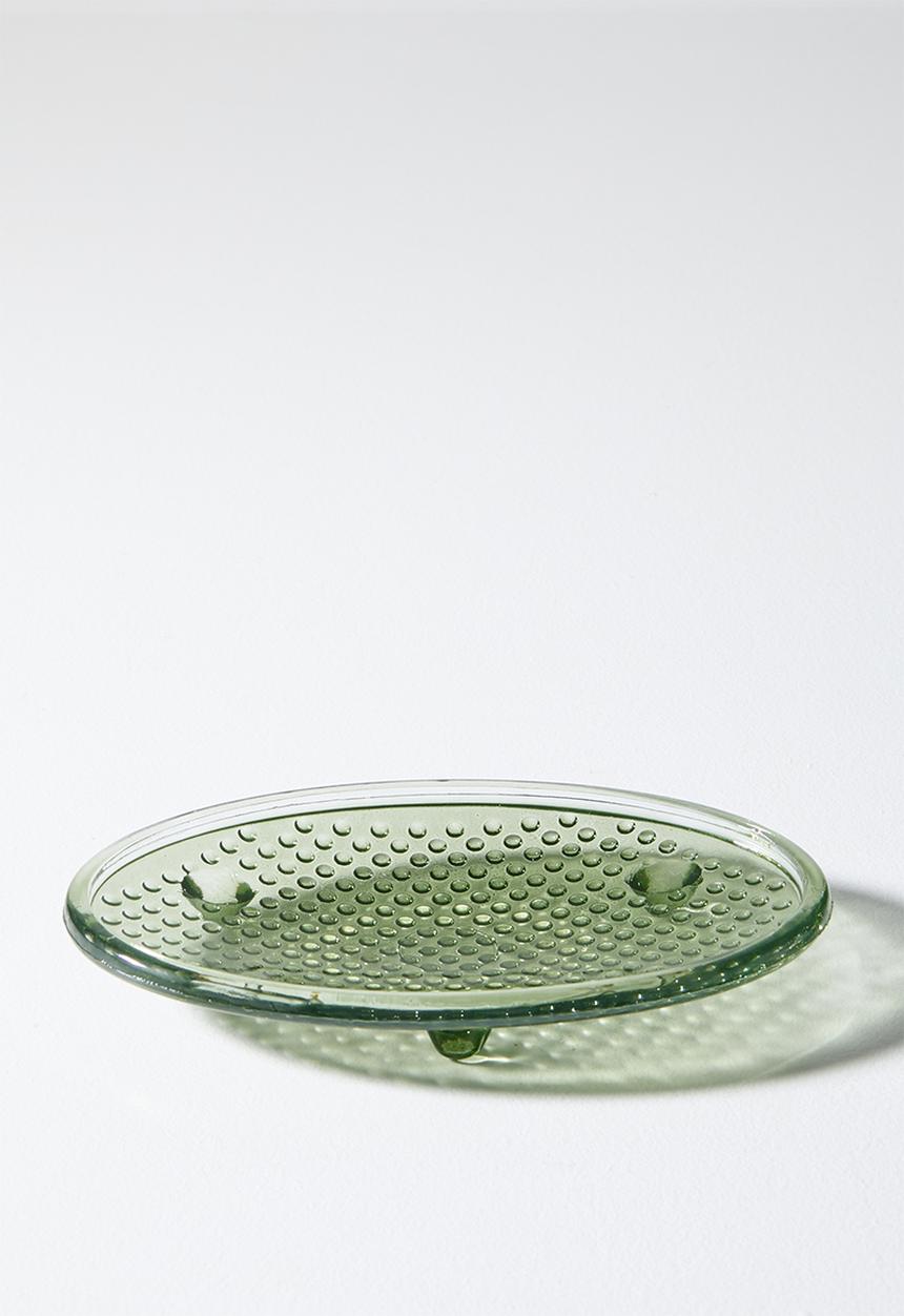 Bathroom Solutions - 3pc glass embossed bath acc set dots - green