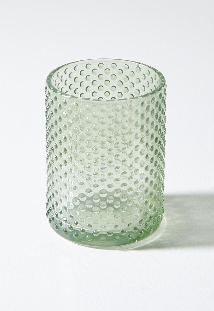 Bathroom Solutions - 3pc glass embossed bath acc set dots - green