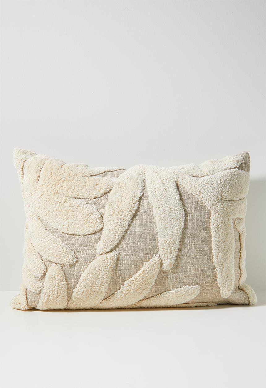 Sixth Floor - Embroidered foliage Scatter Cover- Natural