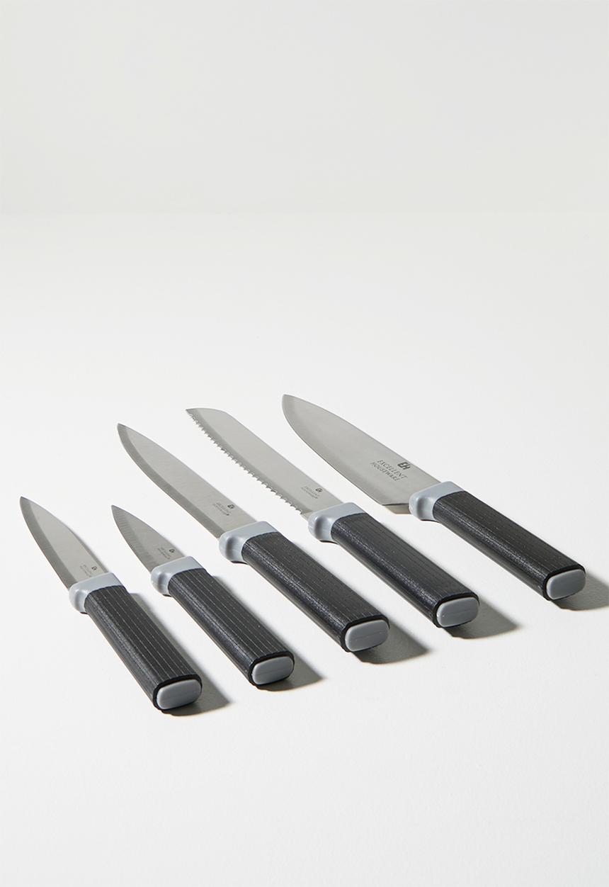 Excellent Houseware - 6 Piece Knife Set - Black