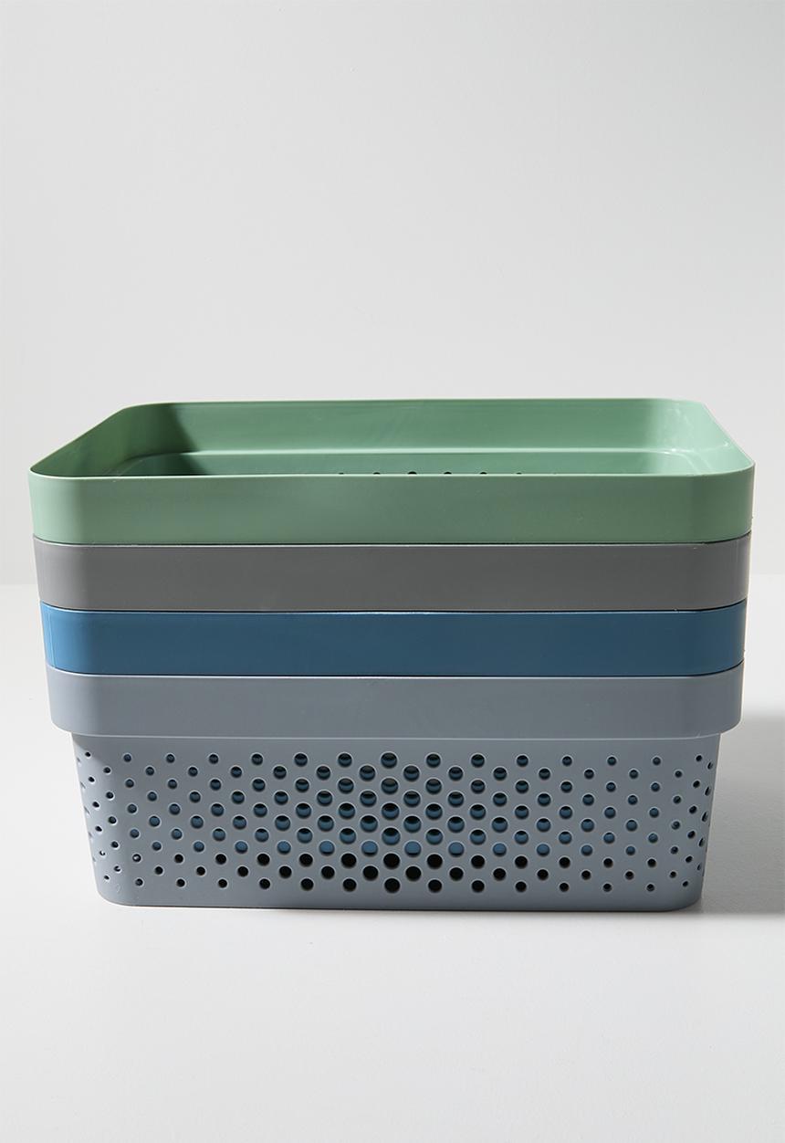 Bathroom Solutions - Perry Storage Basket Set Of 4 Large - Multi