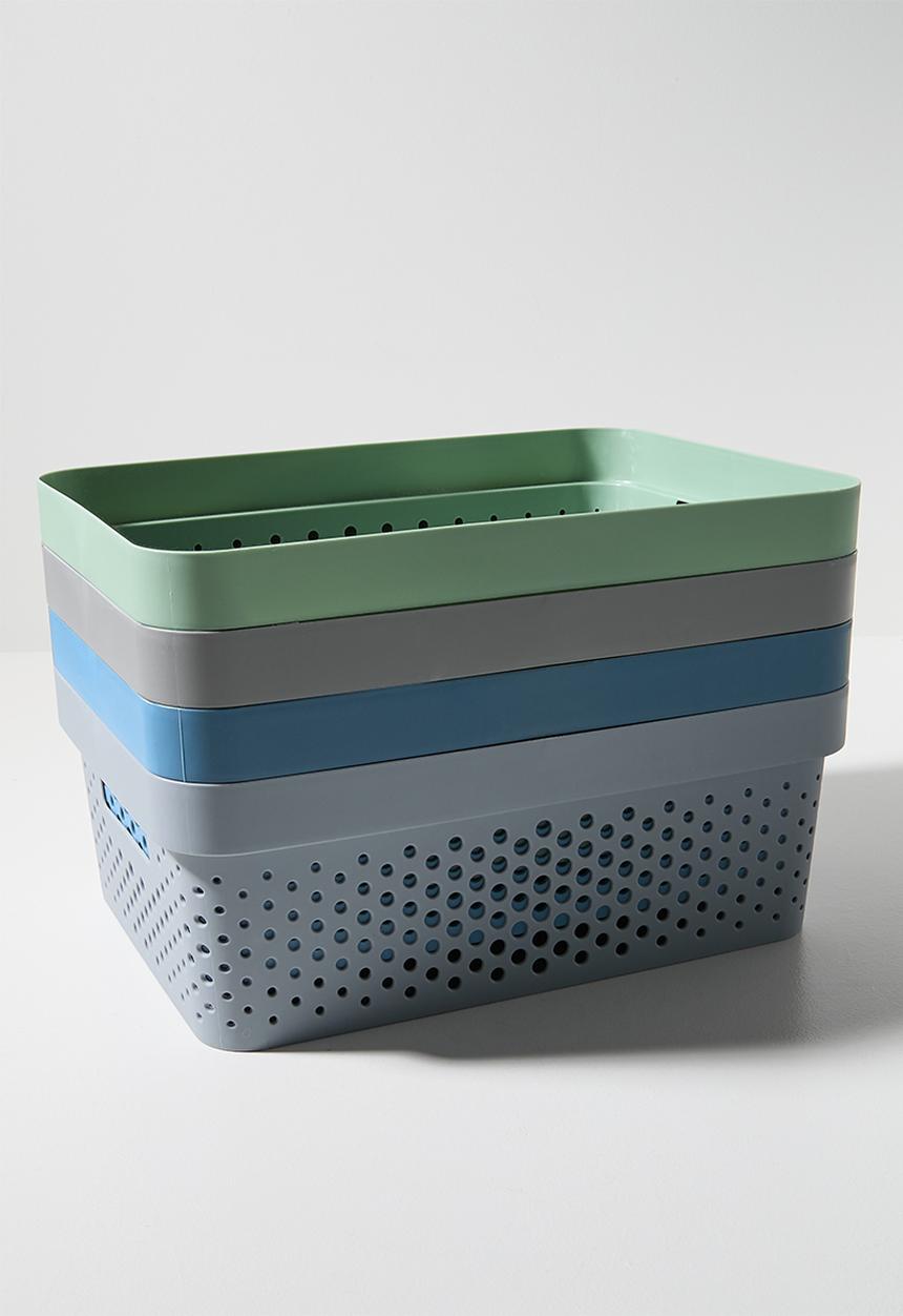 Bathroom Solutions - Perry Storage Basket Set Of 4 Large - Multi