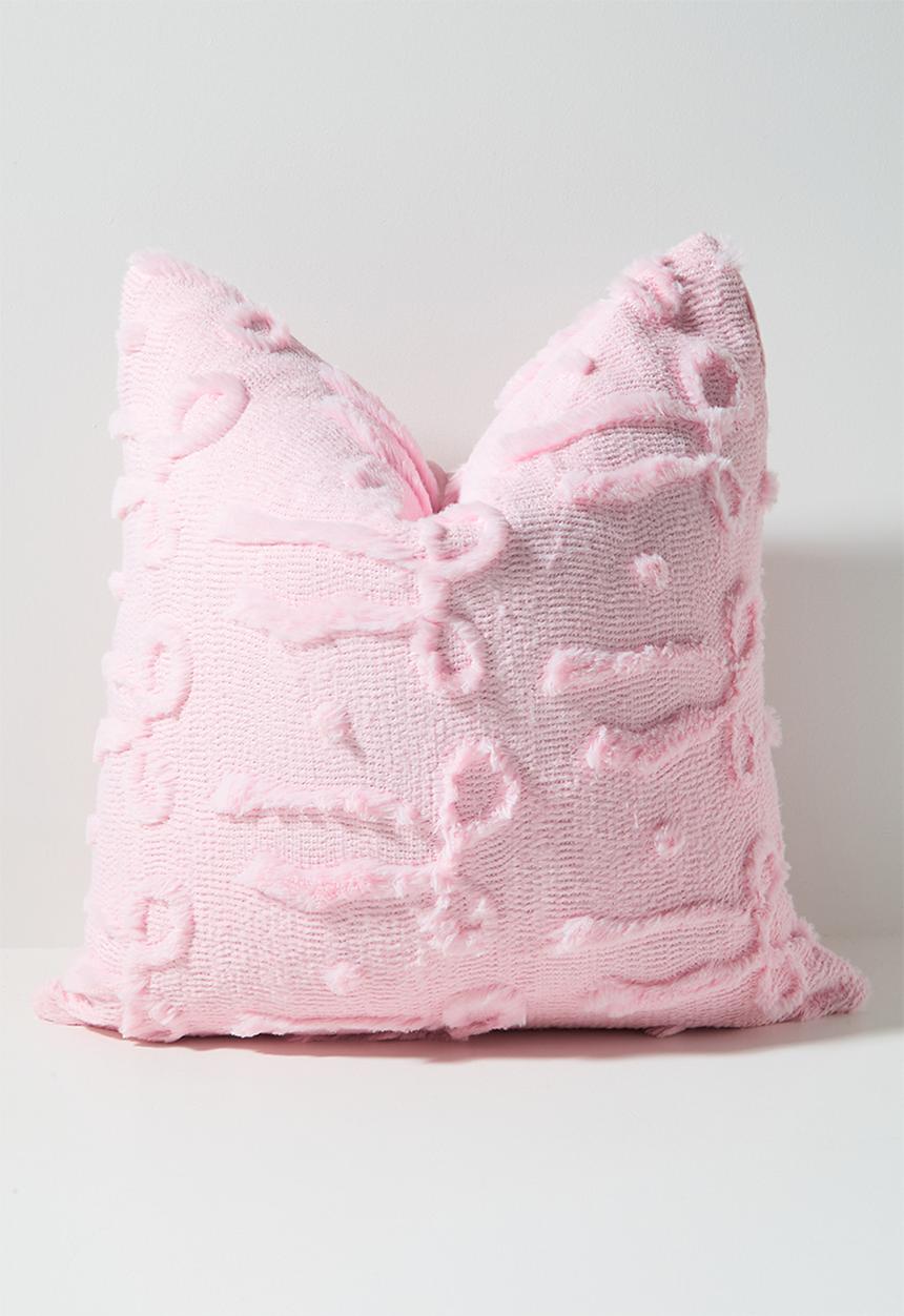 Pop Candy - Textured all-over bow cushion cover - pink