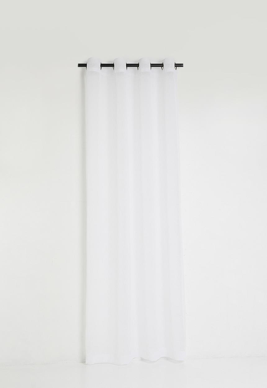 Sixth Floor - Linen Look Textured Slub Semi Sheer Eyelet Curtain - White