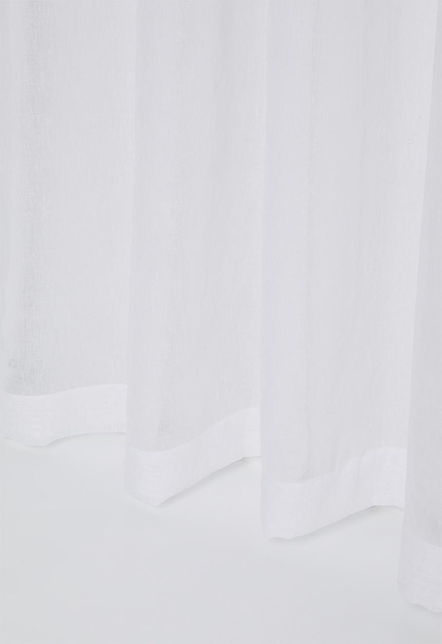 Sixth Floor - Linen Look Textured Slub Semi Sheer Eyelet Curtain - White