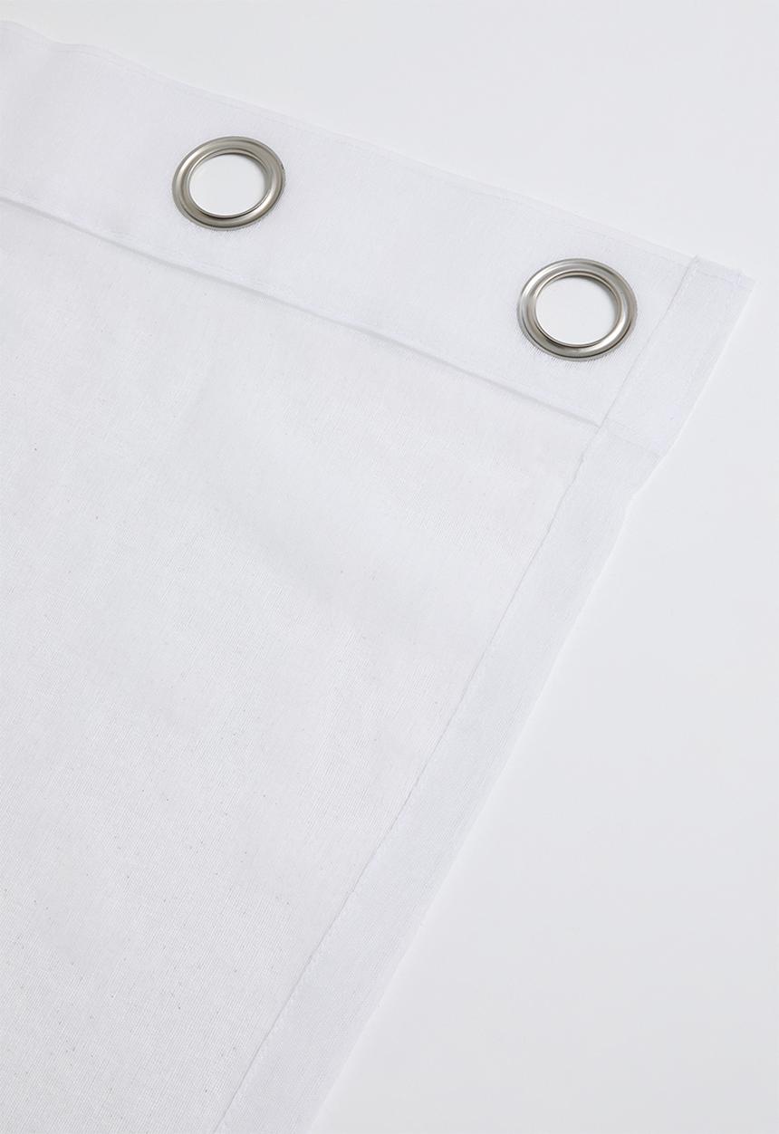 Sixth Floor - Linen Look Textured Slub Semi Sheer Eyelet Curtain - White