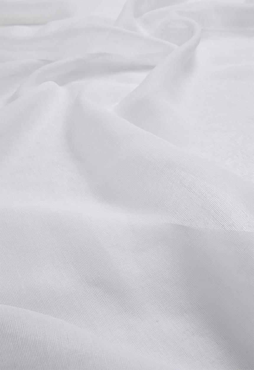 Sixth Floor - Linen Look Textured Slub Semi Sheer Eyelet Curtain - White