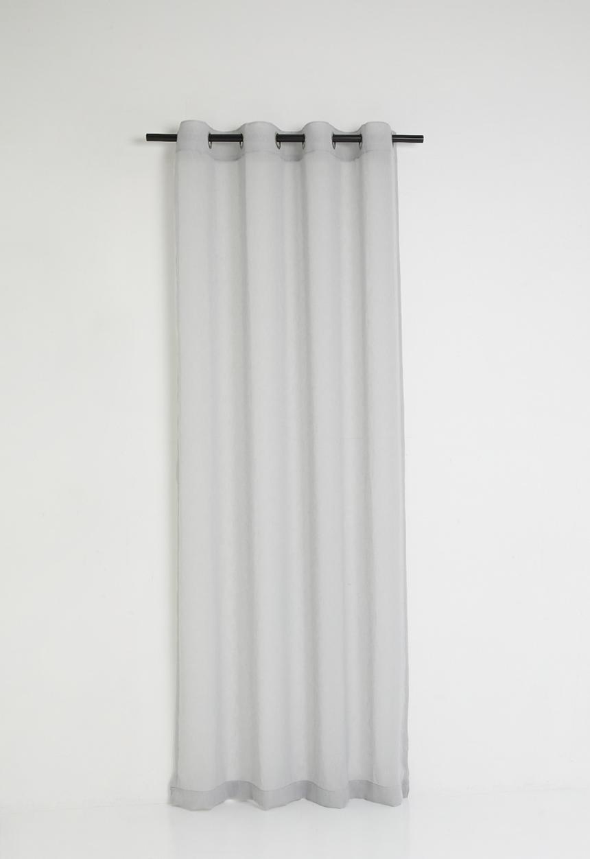 Sixth Floor - Linen Look Textured Slub Semi Sheer Eyelet Curtain - Grey