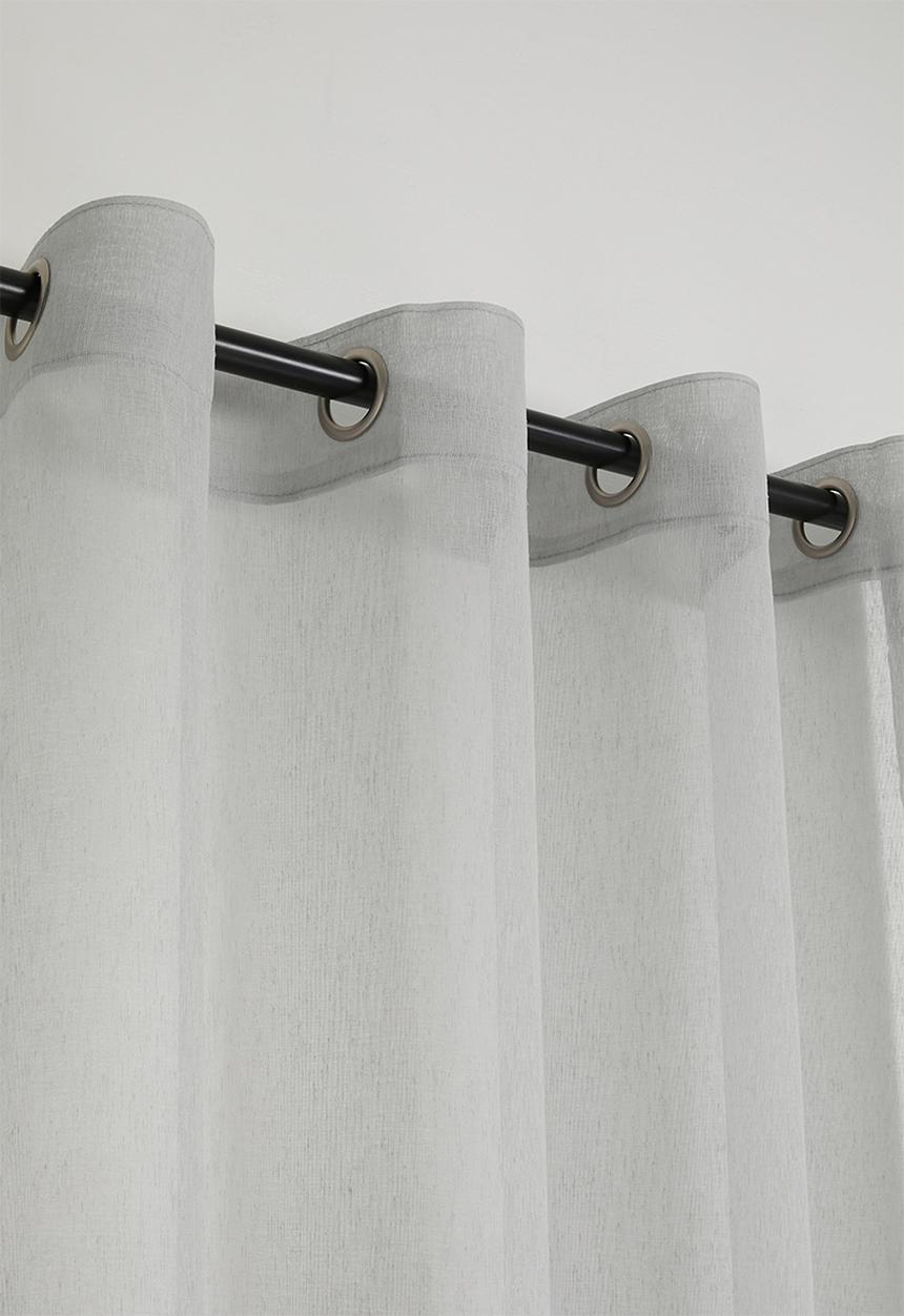 Sixth Floor - Linen Look Textured Slub Semi Sheer Eyelet Curtain - Grey