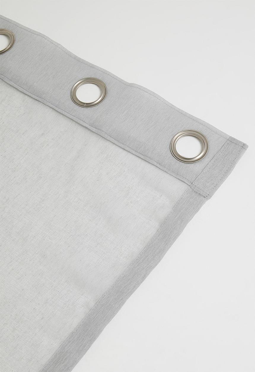 Sixth Floor - Linen Look Textured Slub Semi Sheer Eyelet Curtain - Grey