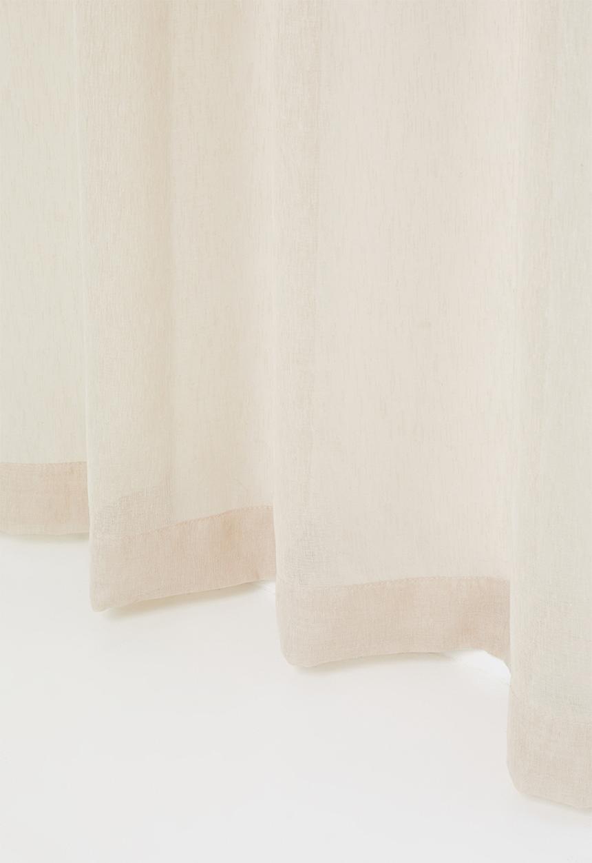 Sixth Floor - Linen Look Textured Slub Semi Sheer Eyelet Curtain - Oatmeal