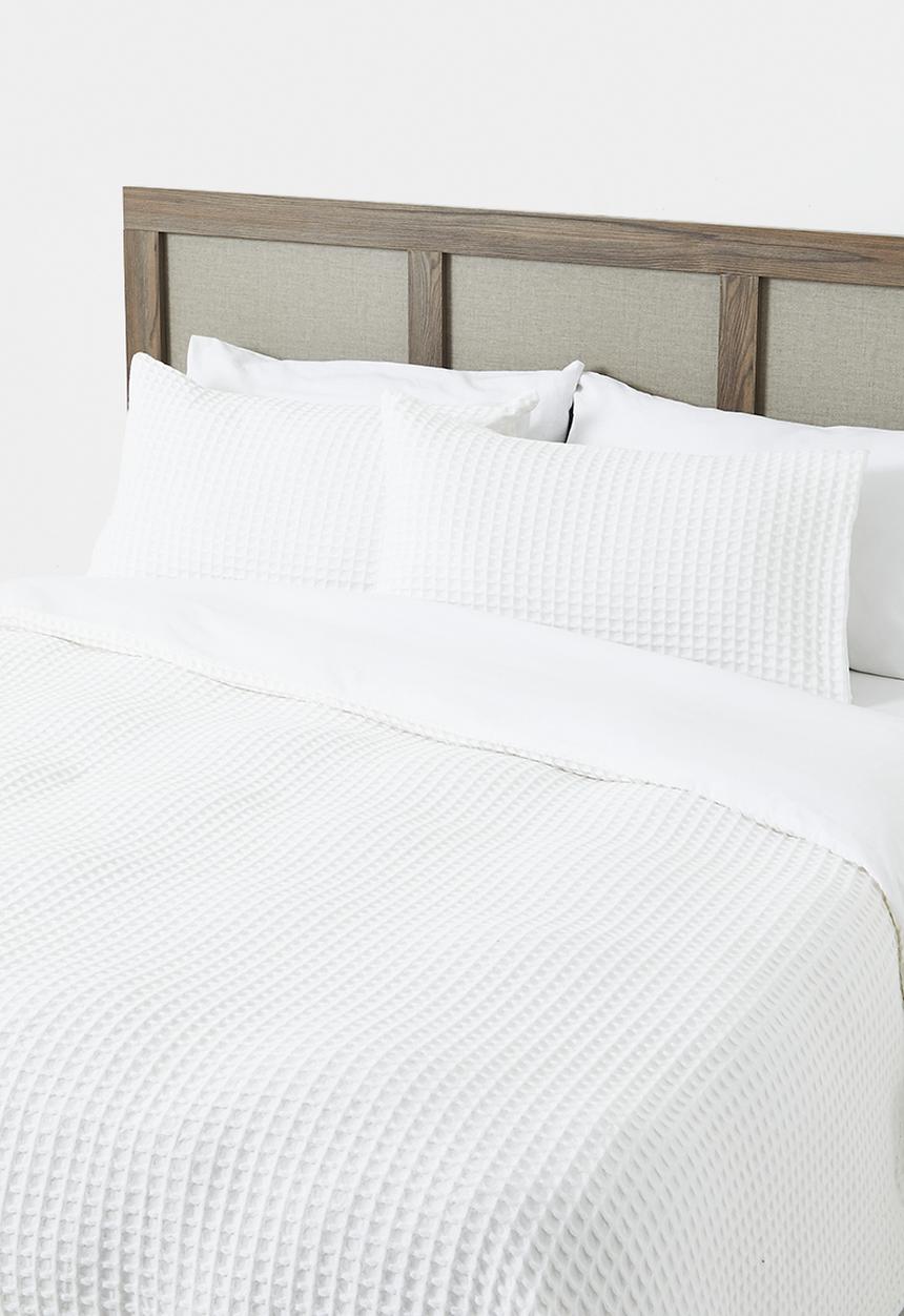 Sixth Floor - Mesa Cotton Waffle Duvet Cover Set - White