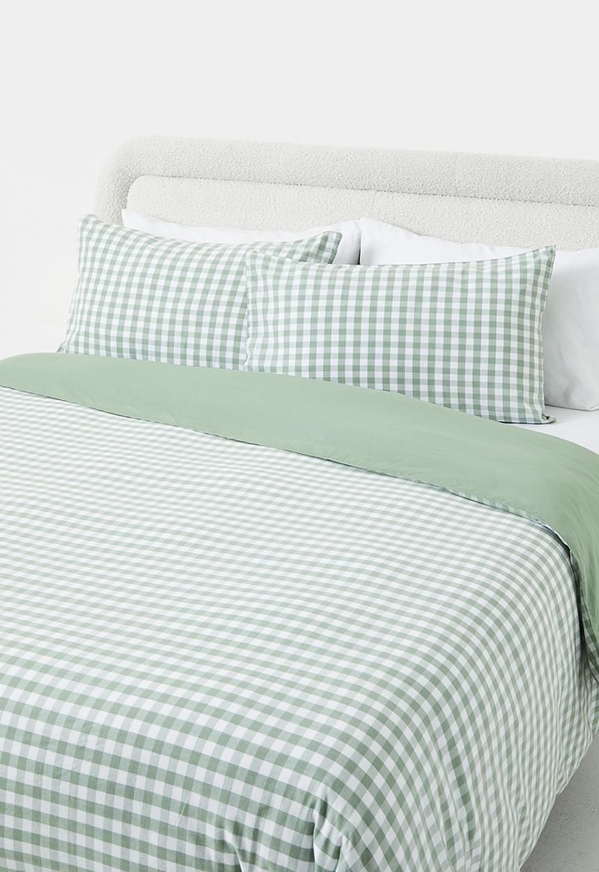 Sixth Floor - Alcove Cotton Yarn Dye Check Duvet Cover - Olive & White