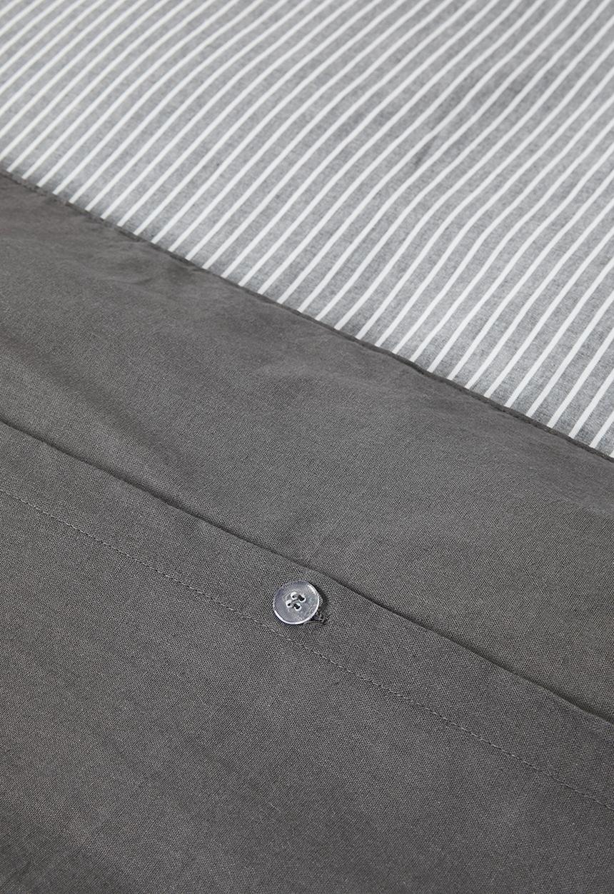 Sixth Floor - Slate Cotton Yarn Dye Stripe Duvet Cover - Grey