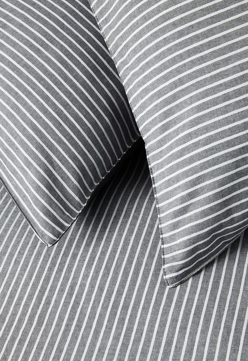 Sixth Floor - Slate Cotton Yarn Dye Stripe Duvet Cover - Grey