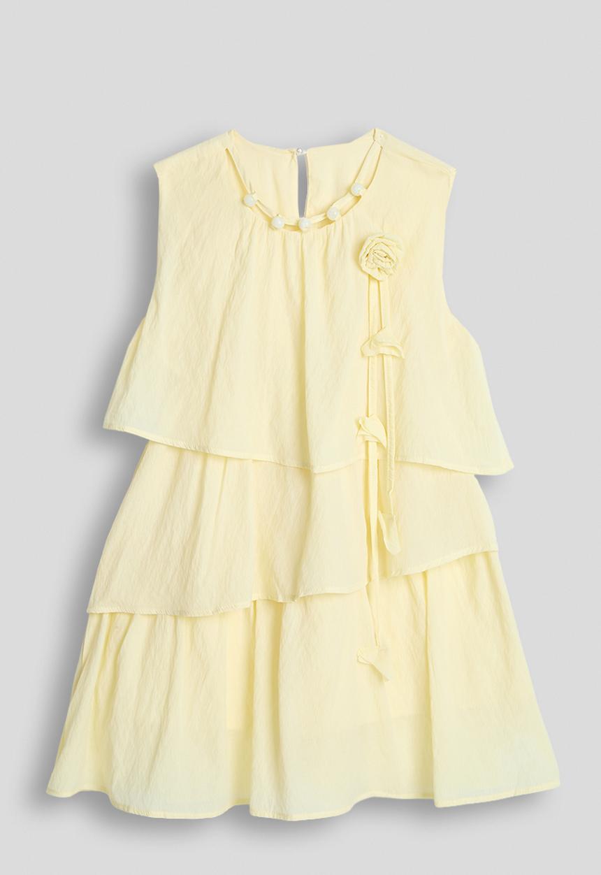 Pop Candy - Asymmetrical tier hem dress - light yellow