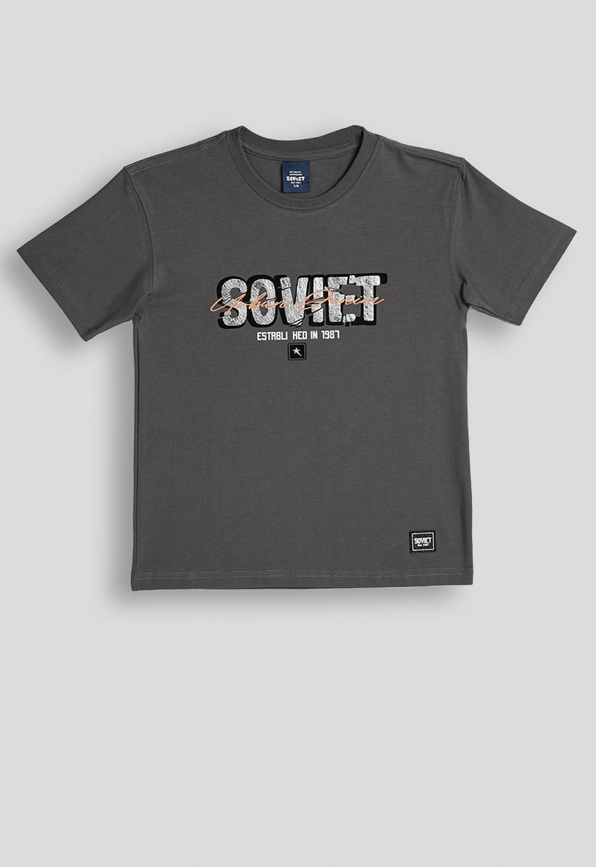 SOVIET - Boys S/Slv Crew Neck Tee (Box Fit) - Anthracite