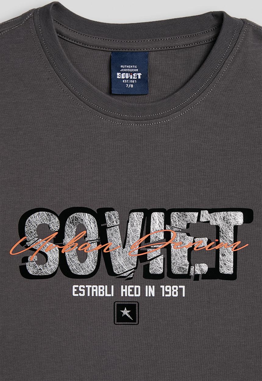 SOVIET - Boys S/Slv Crew Neck Tee (Box Fit) - Anthracite