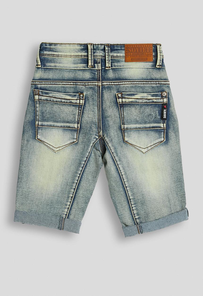 SOVIET - Boys Cargo Pocket Denim Short - Tea Stain