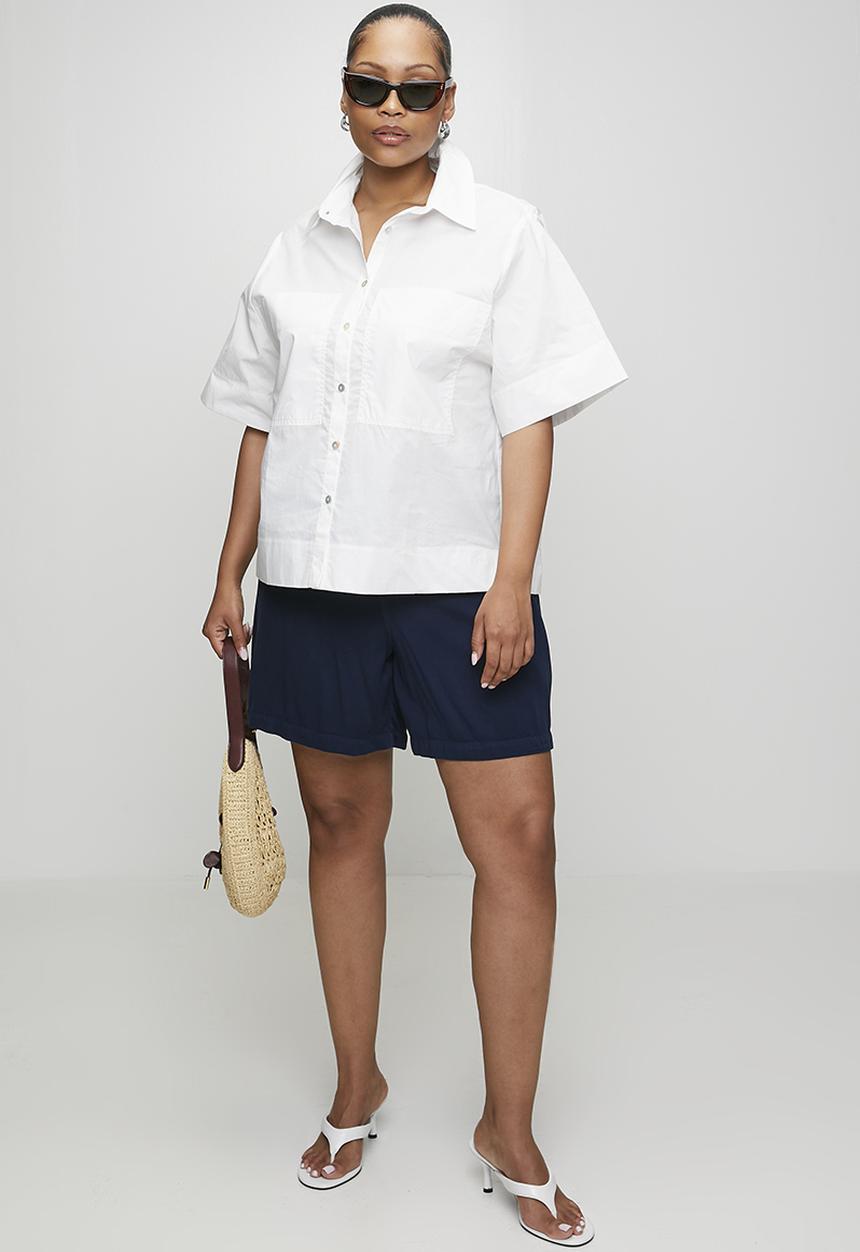 Me&B - Plus Big Pocket Shirt - Milk