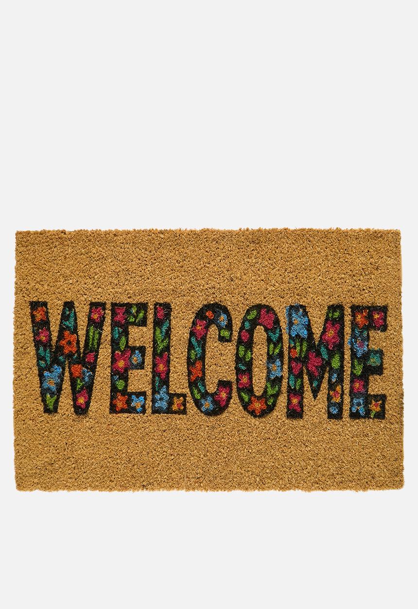 H&S - Printed coir welcome - brown