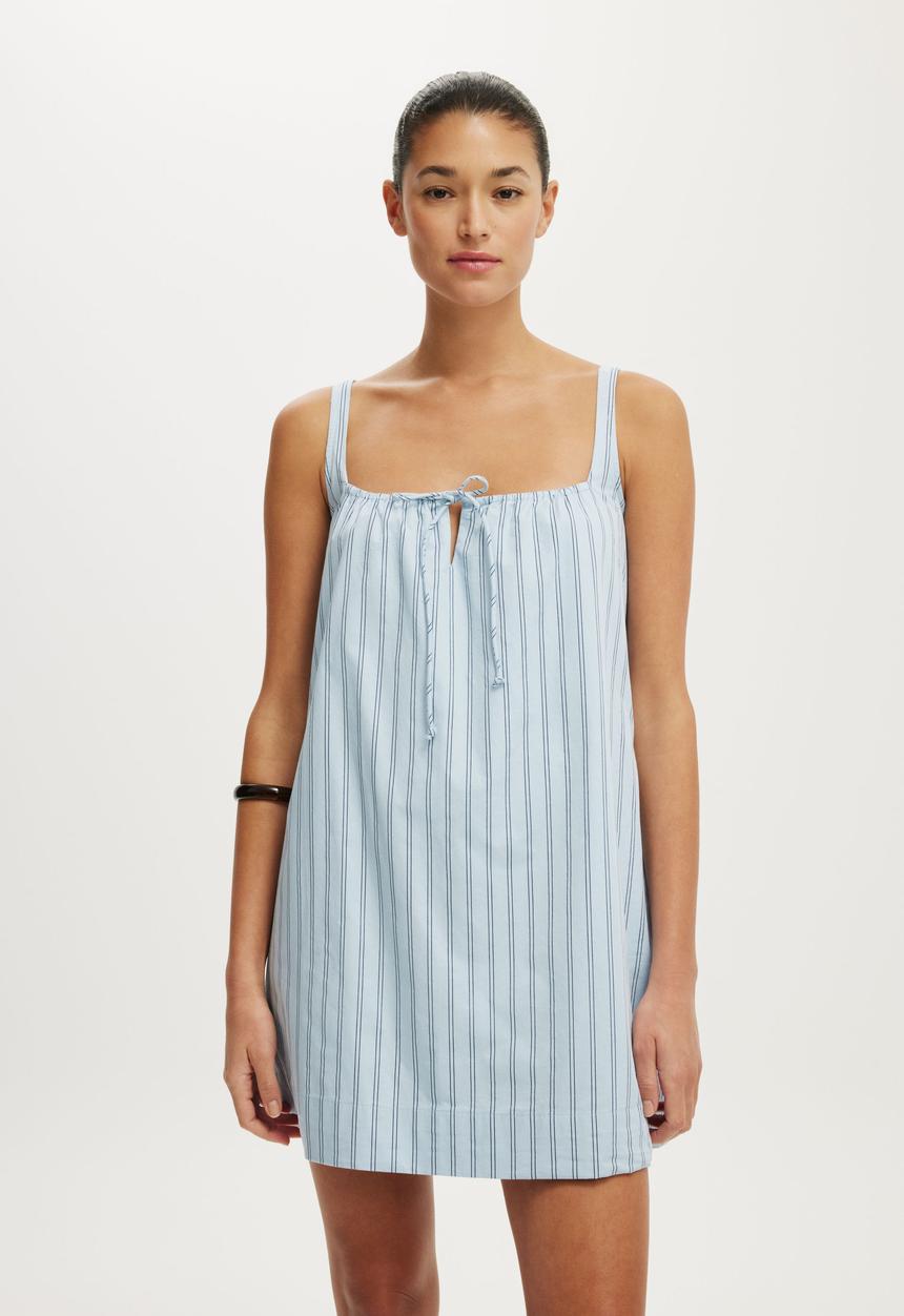 Cotton On - Willow Mini Dress - Holly Stripe Seaside Blue