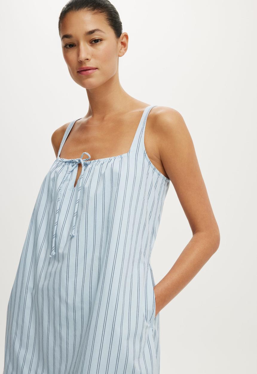 Cotton On - Willow Mini Dress - Holly Stripe Seaside Blue
