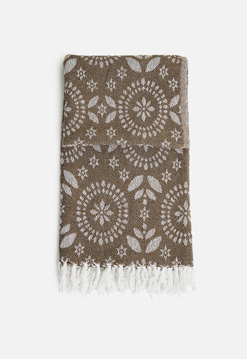 H&S - Floral Cotton Throw - Natural