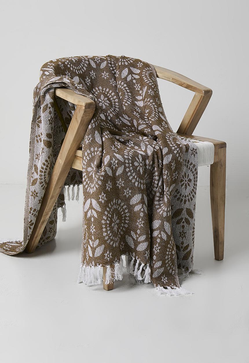 H&S - Floral Cotton Throw - Natural