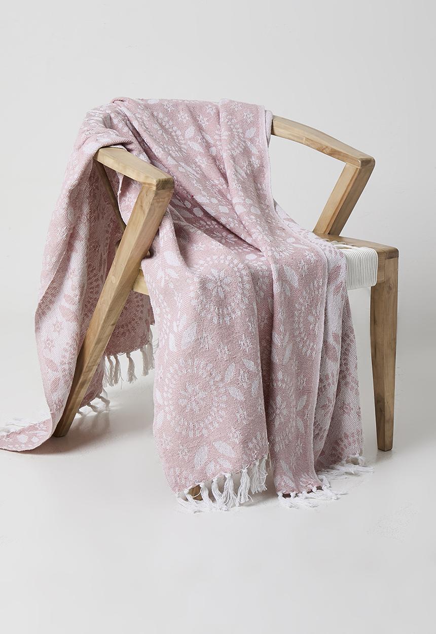 H&S - Floral Cotton Throw - Pink