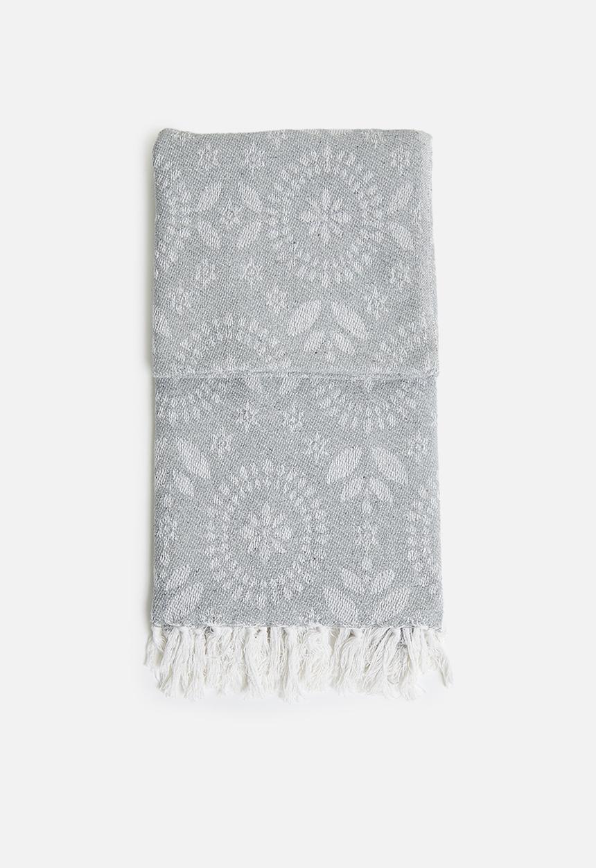 H&S - Floral Cotton Throw - Blue