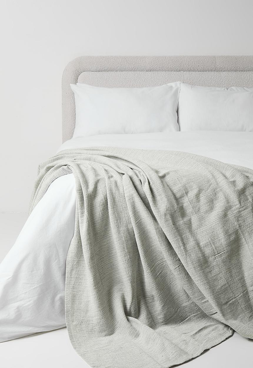 H&S - Cotton Striped Blanket - Grey