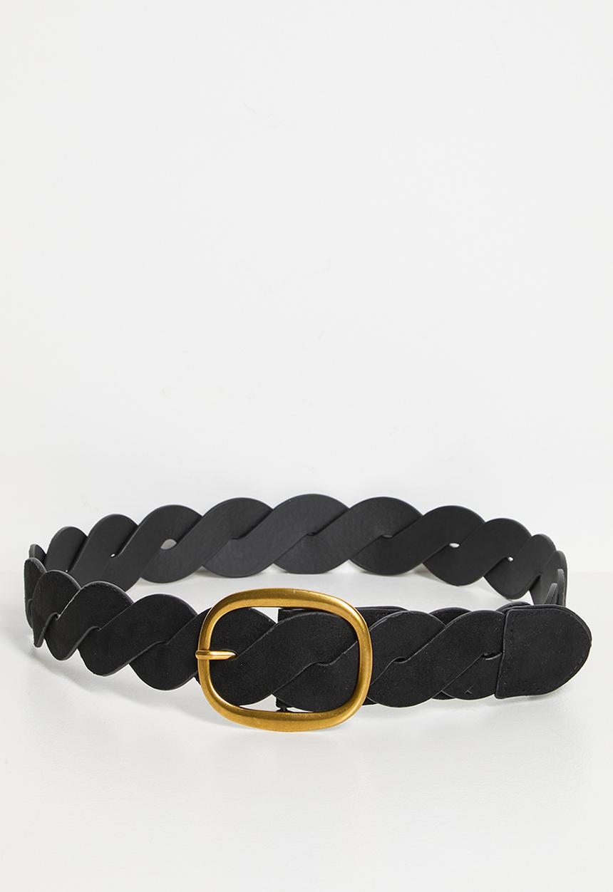Tessa Design - Lilia Braided Belt With Gold Buckle - Black