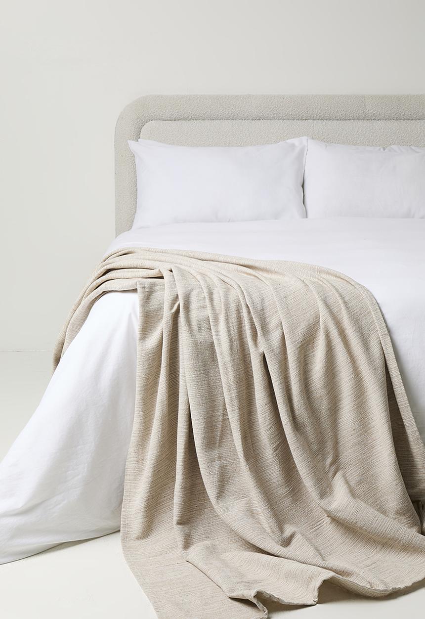 H&S - Cotton Striped Blanket - Natural