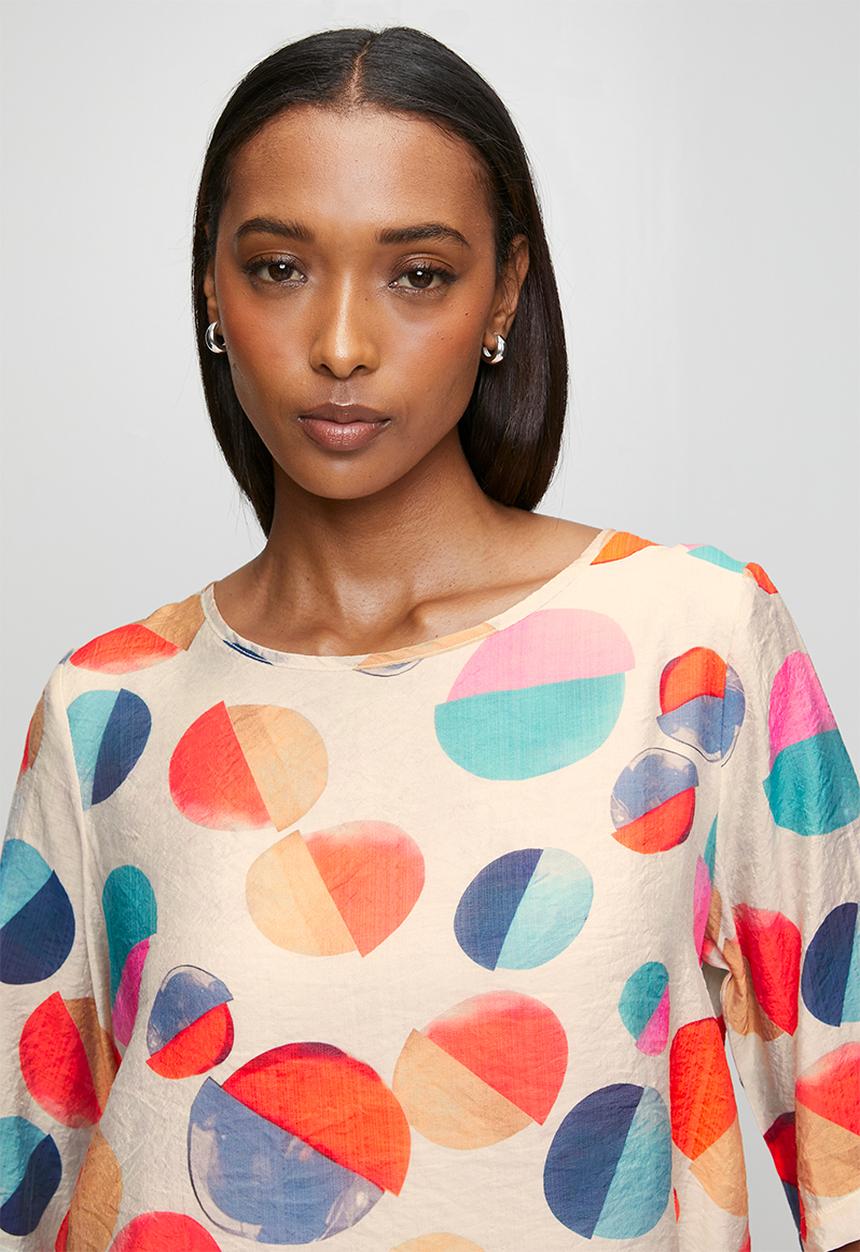 Stella Morgan - Half Sleeve Regular Fit With Under Slip On Front And Back Hem - Multi Orange
