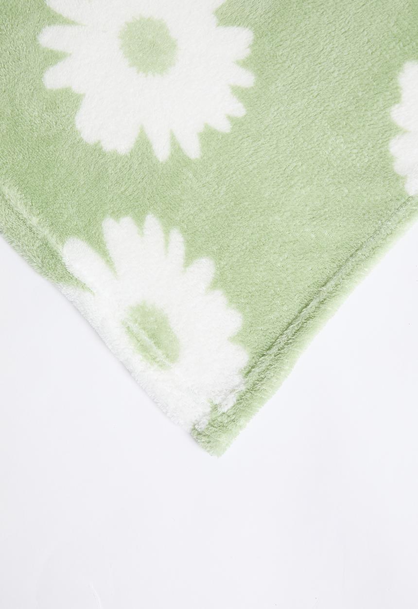 H&S - Floral Fleece Throw - Green