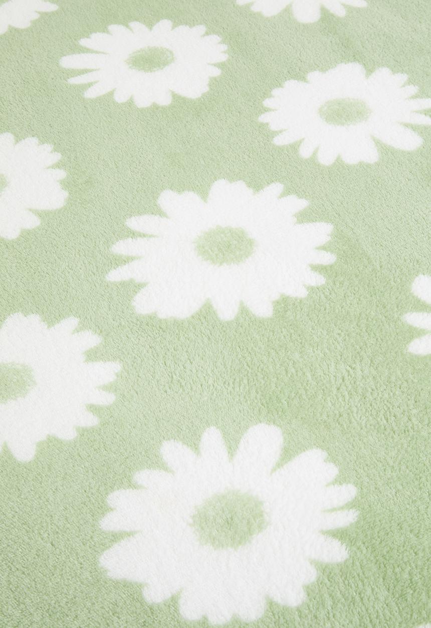 H&S - Floral Fleece Throw - Green