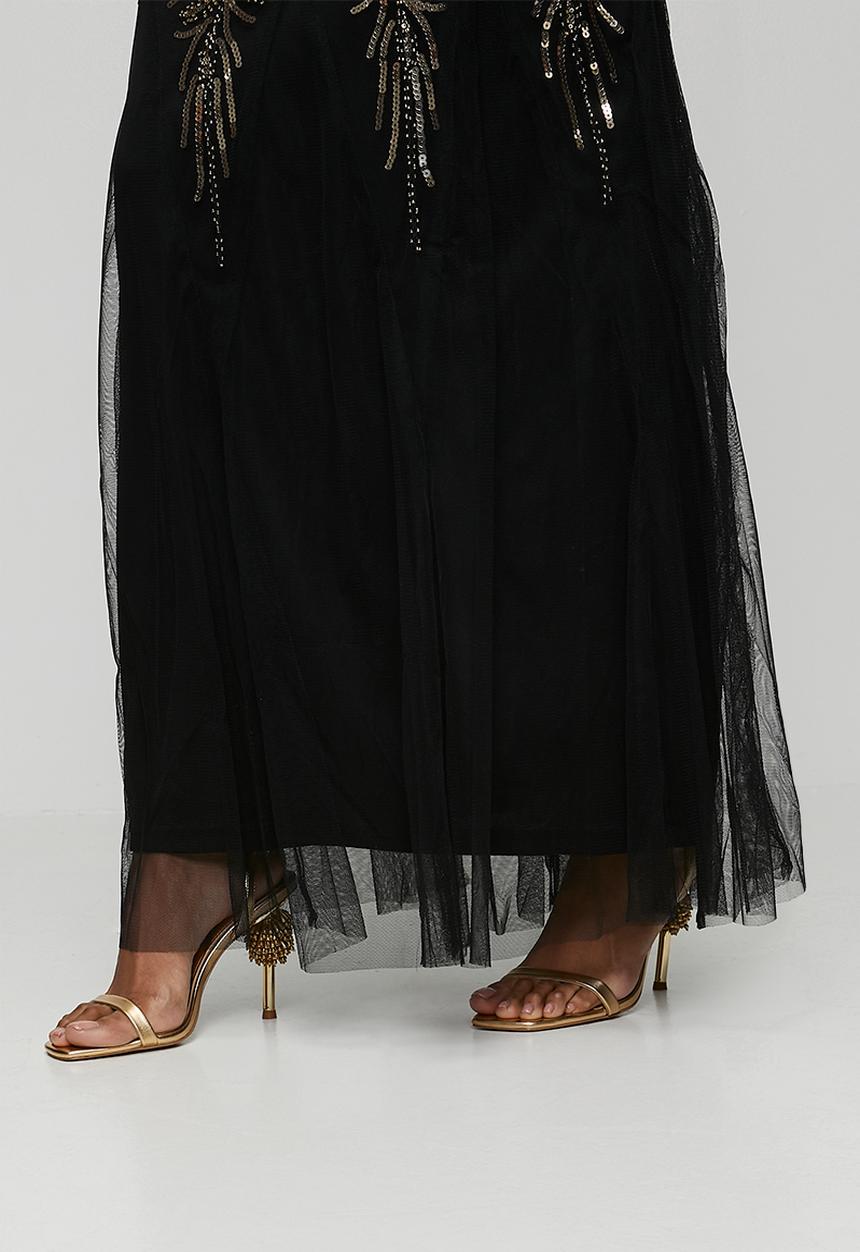 Stella Morgan - Cap Sleeve Sequin Maxi Dress With Mermaid Hem - Black