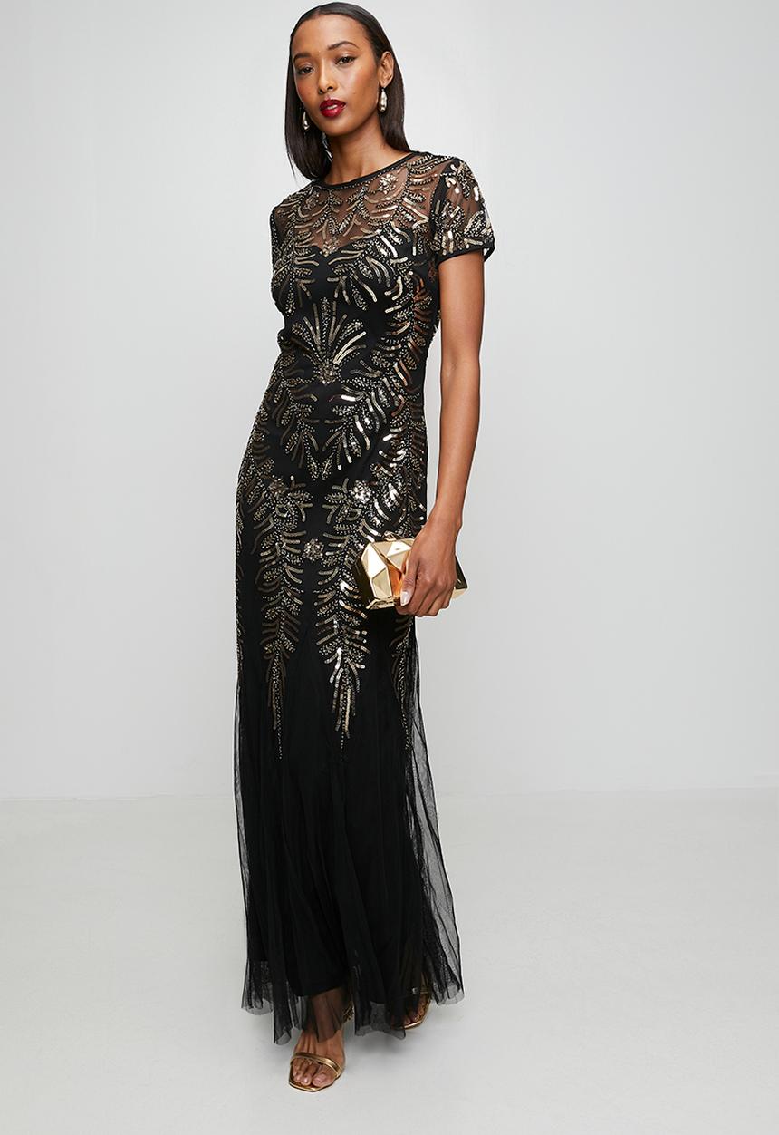 Stella Morgan - Cap Sleeve Sequin Maxi Dress With Mermaid Hem - Black