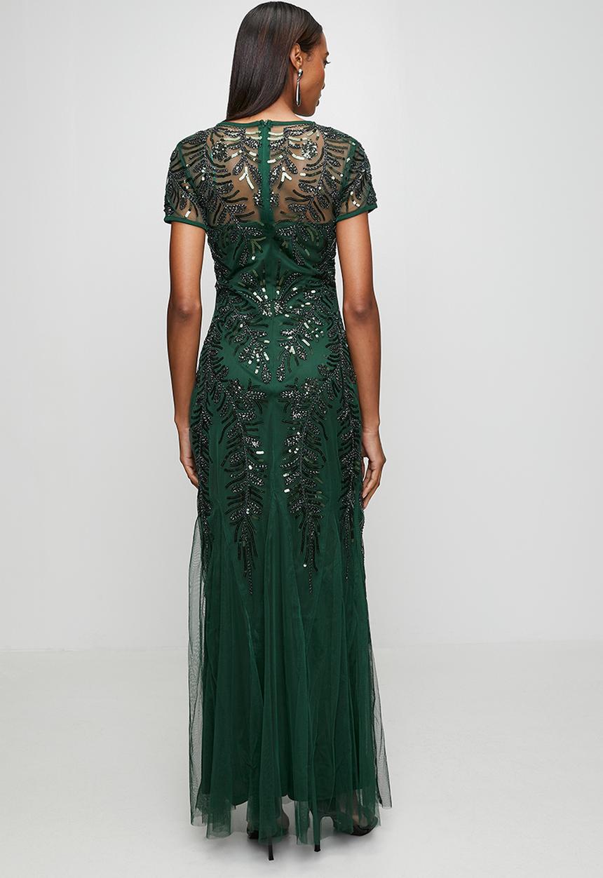 Stella Morgan - Cap Sleeve Sequin Maxi Dress With Mermaid Hem - Emerald