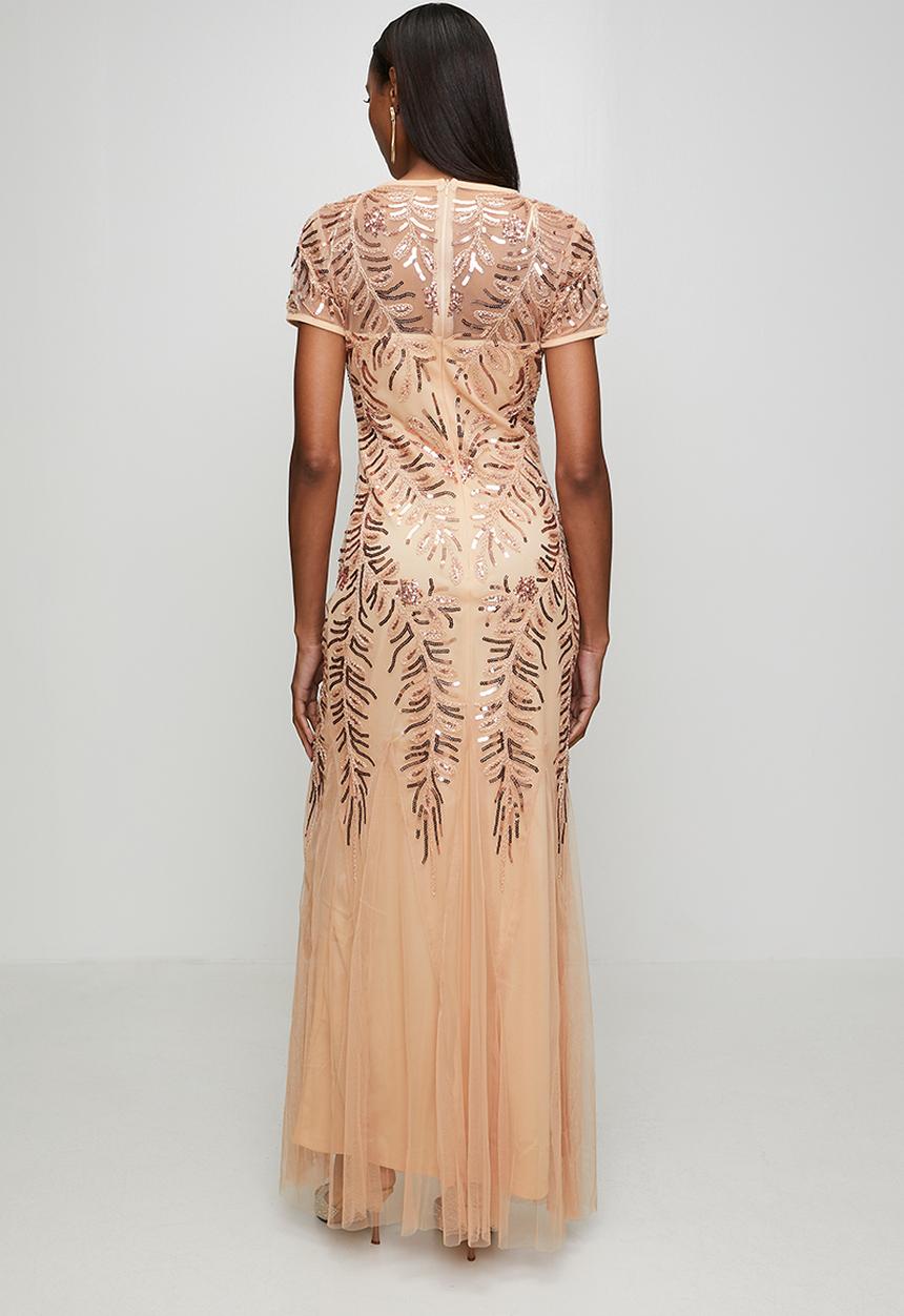 Stella Morgan - Cap Sleeve Sequin Maxi Dress With Mermaid Hem - Champagne