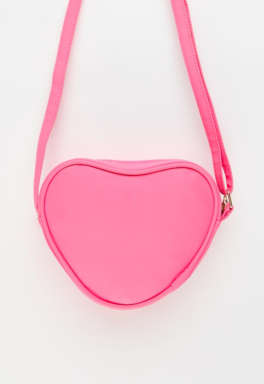 Pop Candy - Barbie Pink Quilted Heart Pu Sling Bag - pink