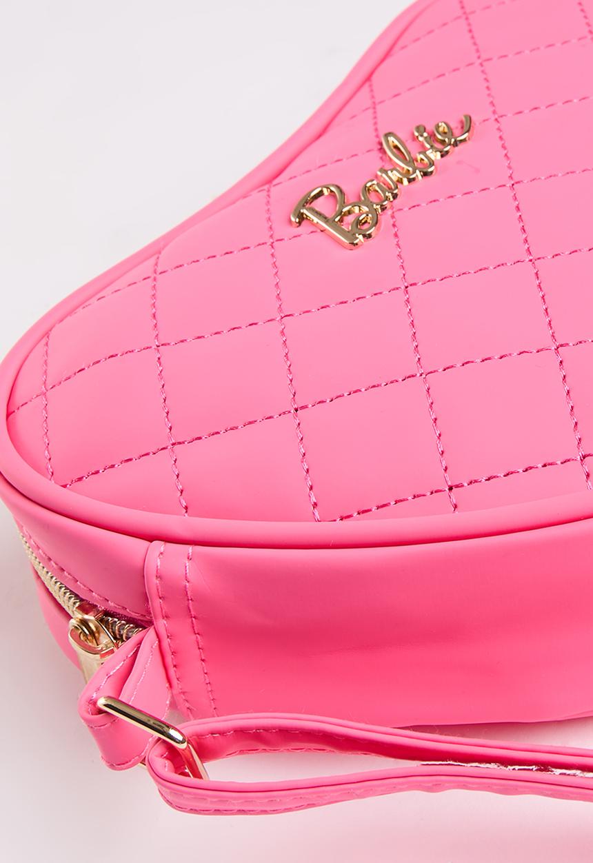 Pop Candy - Barbie Pink Quilted Heart Pu Sling Bag - pink