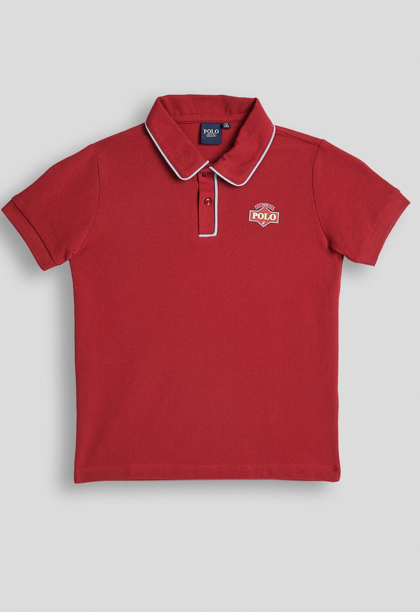 POLO - Boys Aron Short Sleeve Golfer - Dark Red