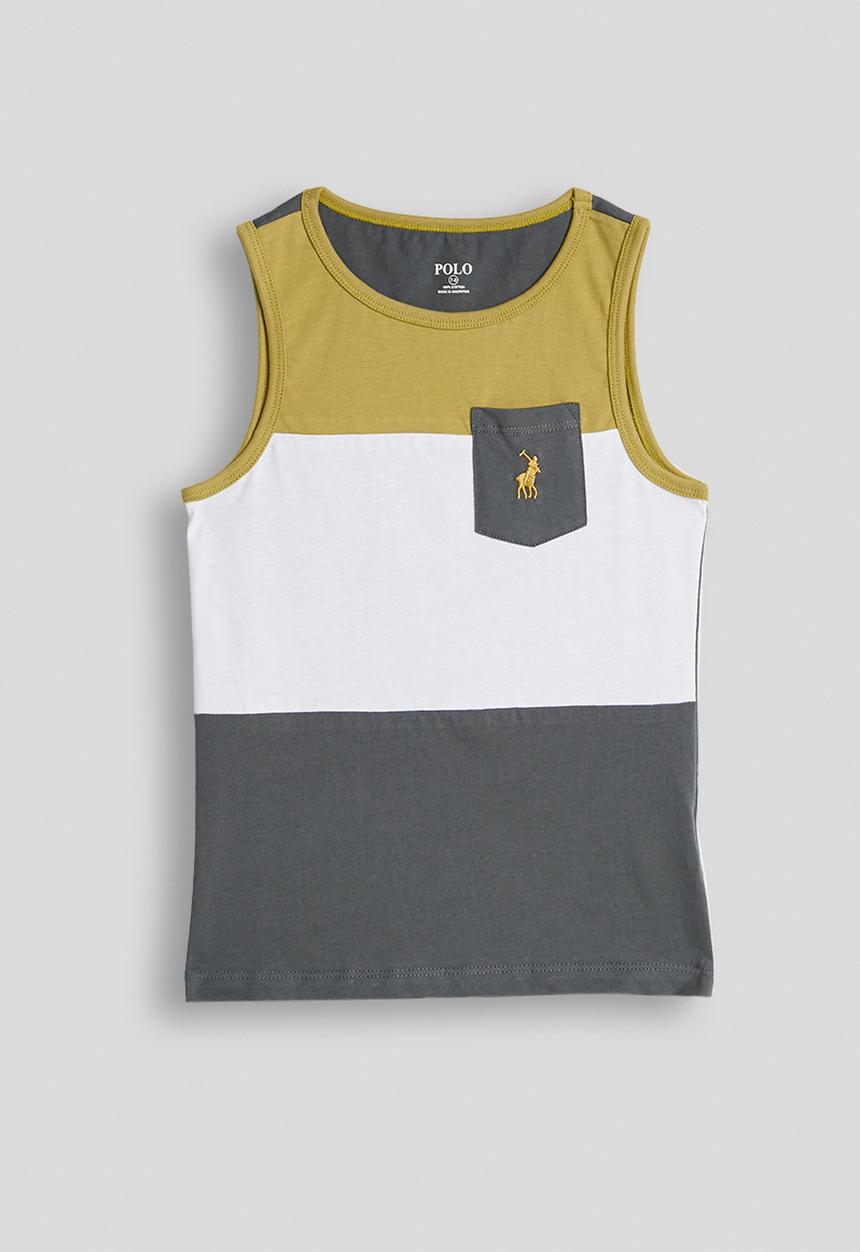 POLO - Boys Jude Colour Blocked Vest - Gunmetal