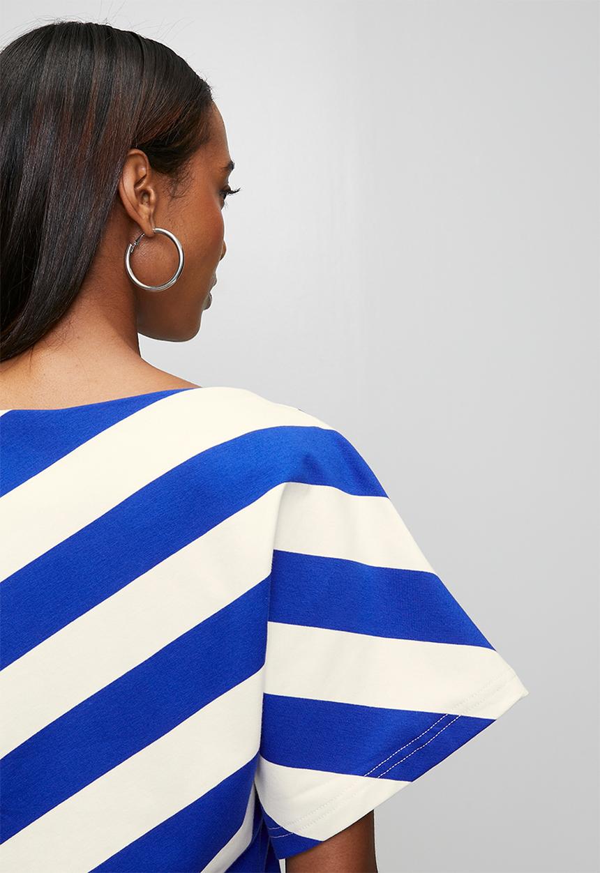 Me&B - Asymmetrical Striped Tee - Ink/Milk