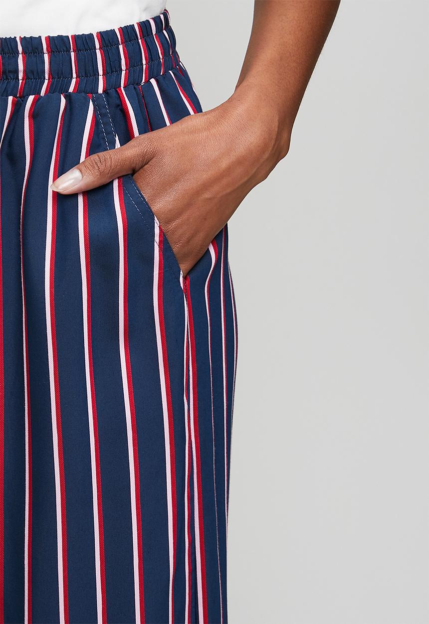 Me&B - Navy Stripe Wide Leg Pant - Navy stripe