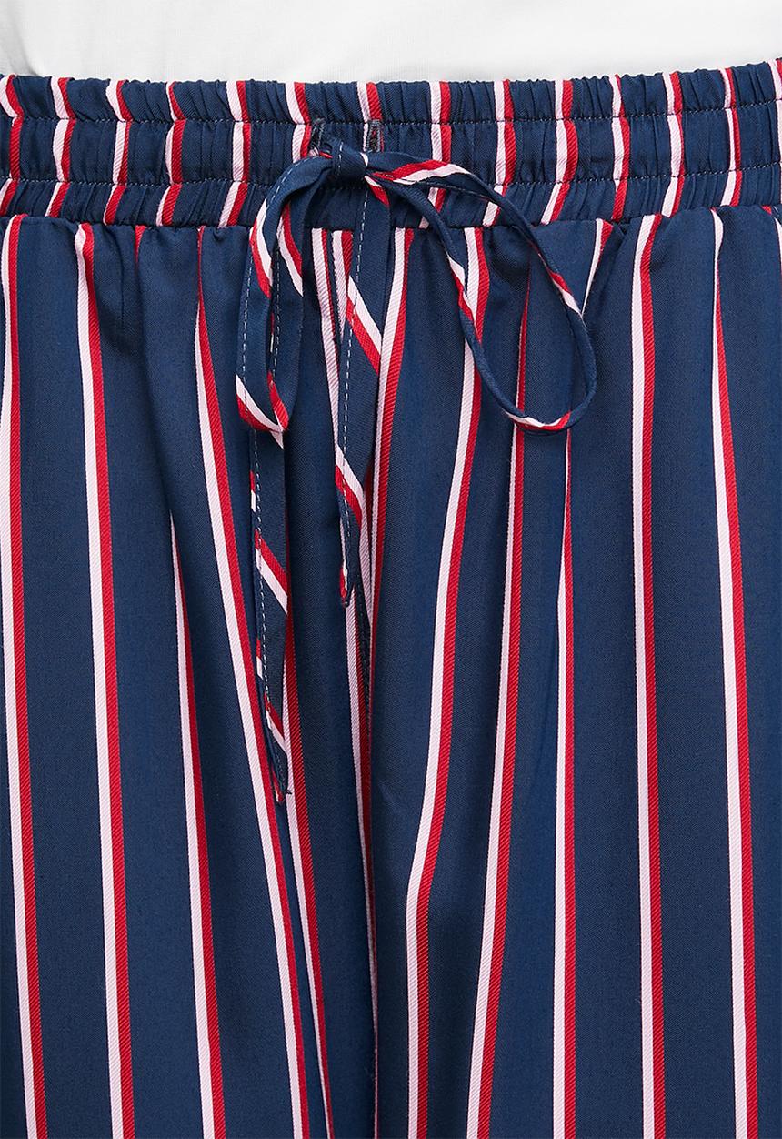 Me&B - Navy Stripe Wide Leg Pant - Navy stripe